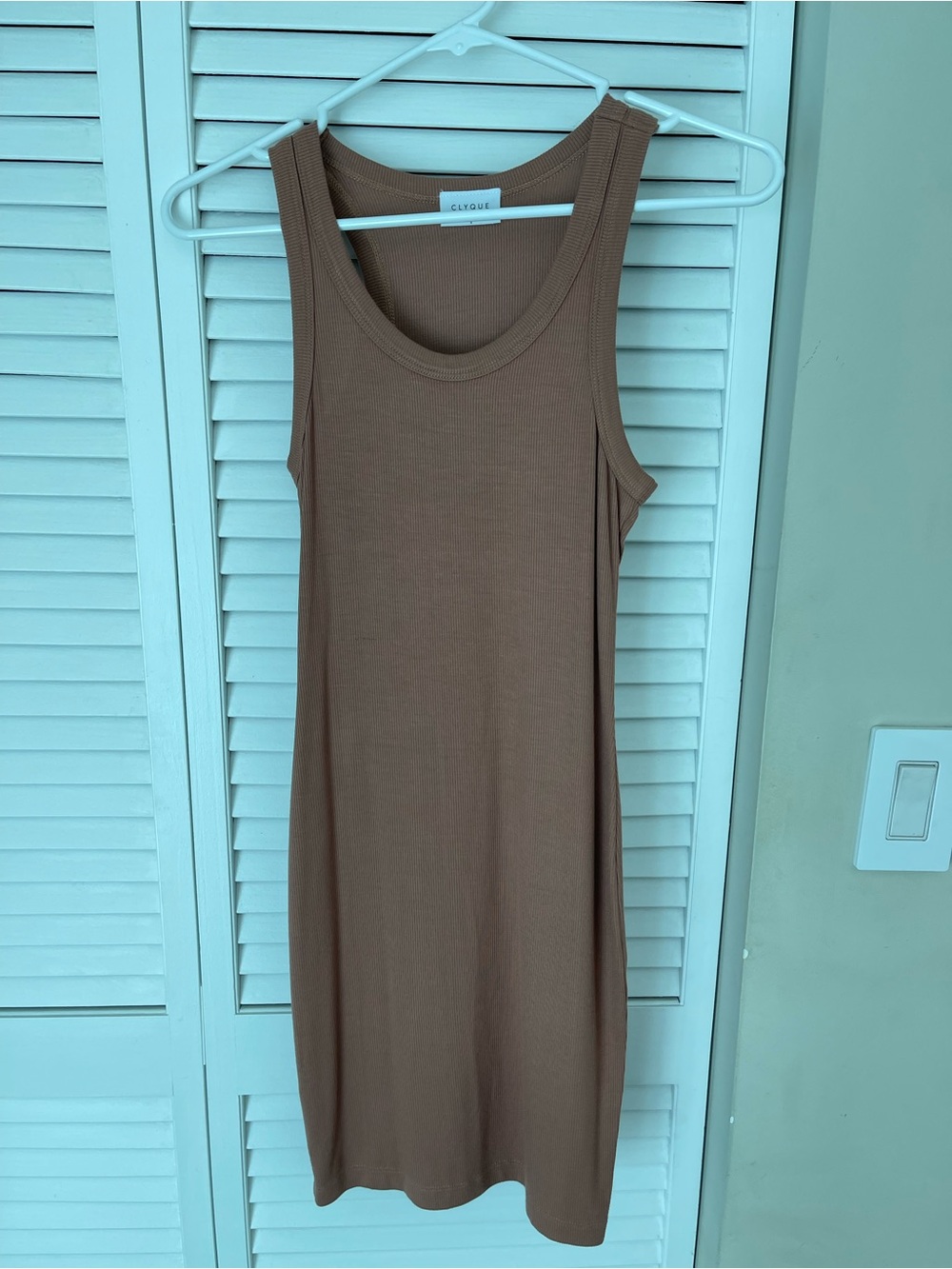 Clyque Brown Ribbed Tank Mini Dress